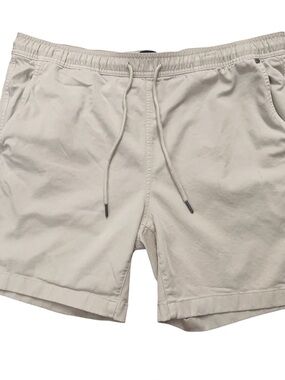 Psycho Bunny Willis Stretch Tencel Shorts Mens Size L Drawstring 7" Inseam Beige